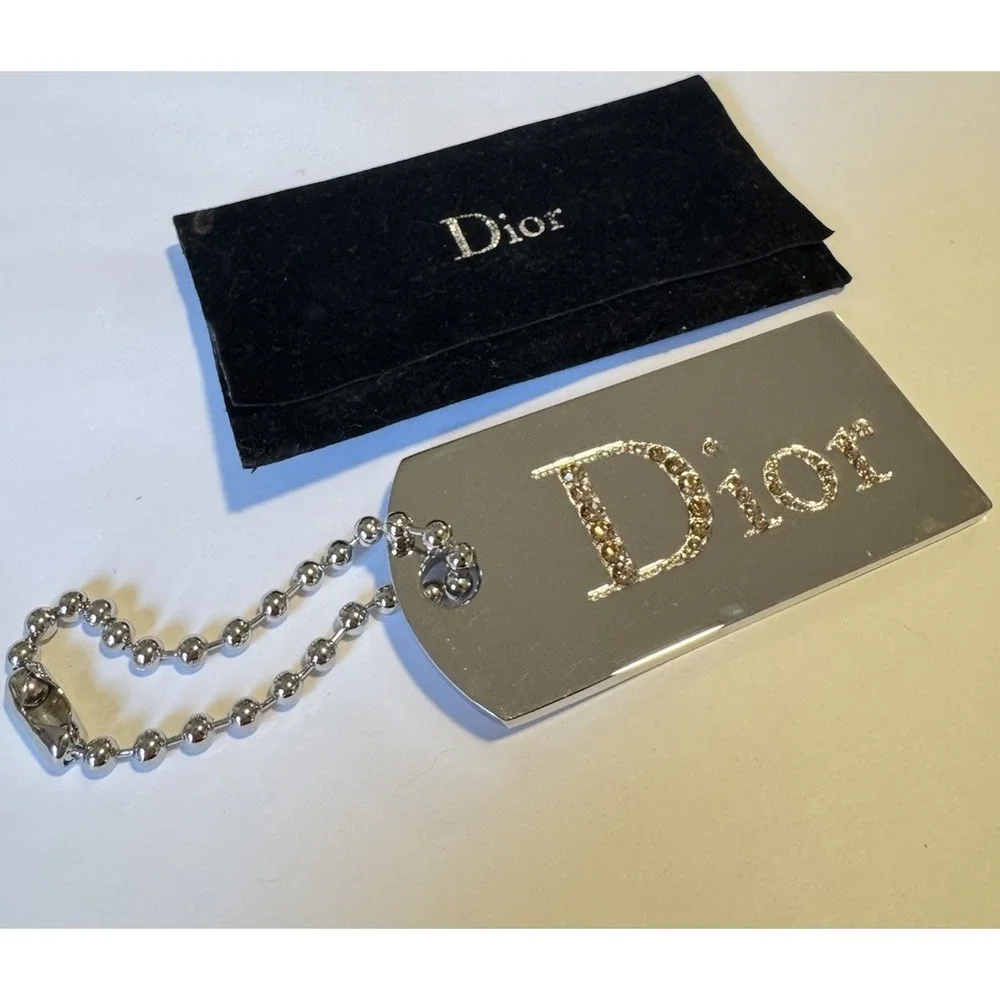 Dior Silver Compact Mirror with Crystals